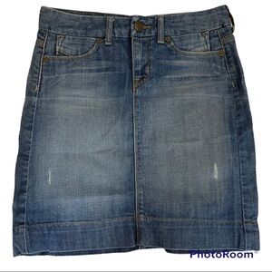 GAP Distressed Denim Jean Knee Length Skirt